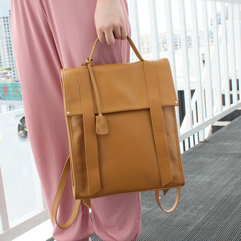 Women's Double Shoulder Commuting High-capacity Leather Backpack