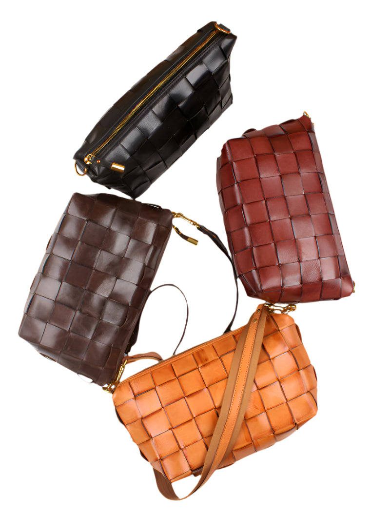 Vintage Handwoven Shoulder Bag With Vegetable Tanned Top Layer Cowhide