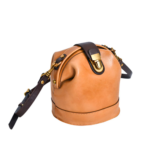 Leather Art Retro Bucket Shoulder Messenger Bag