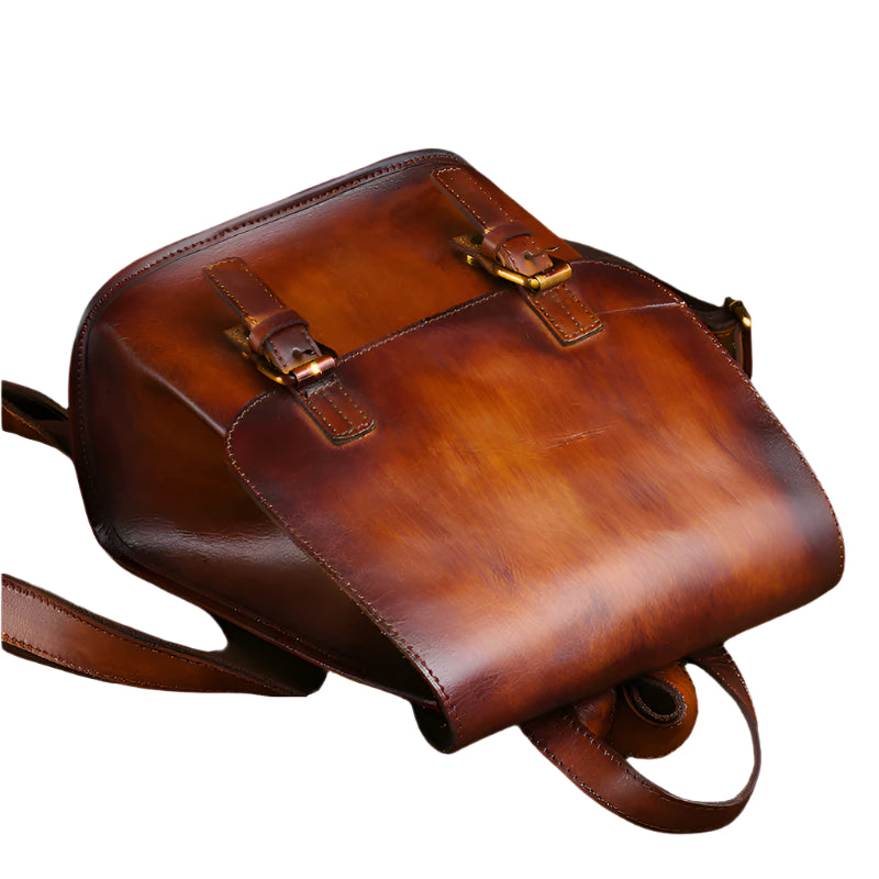 Cowhide leather hand-painted backpack
