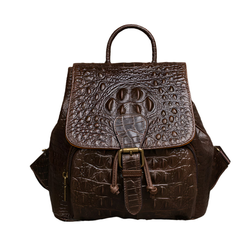 Retro Embossed Hand-rub Leather Backpack