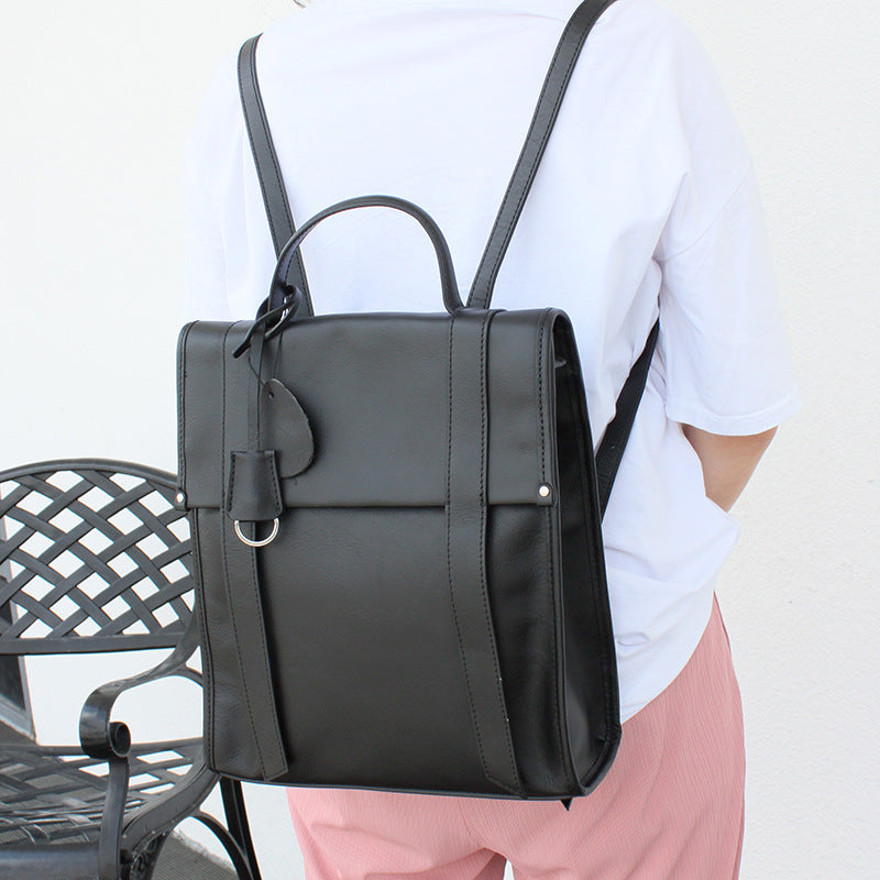 Women's Double Shoulder Commuting High-capacity Leather Backpack
