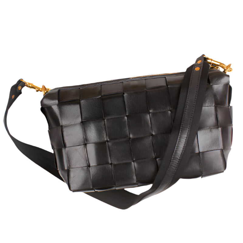 Vintage Handwoven Shoulder Bag With Vegetable Tanned Top Layer Cowhide