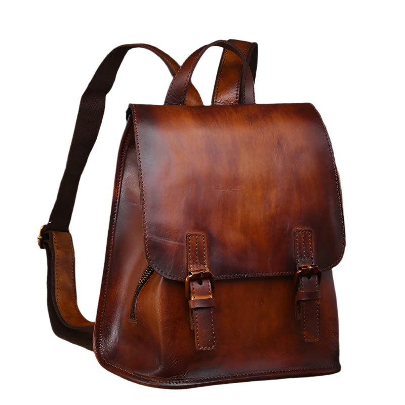 Cowhide leather hand-painted backpack