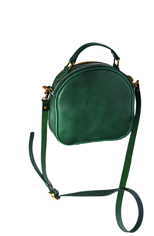 Japanese-style Retro Original Design Double Zipper Handmade Genuine Leather Skeleton-skin Crossbody Bag