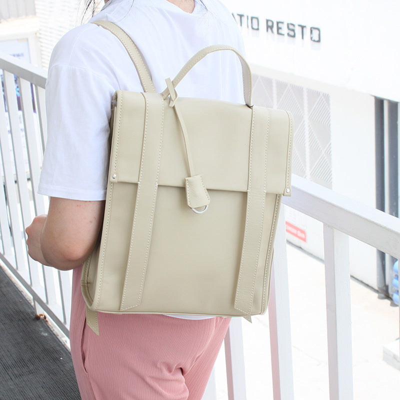 Women's Double Shoulder Commuting High-capacity Leather Backpack
