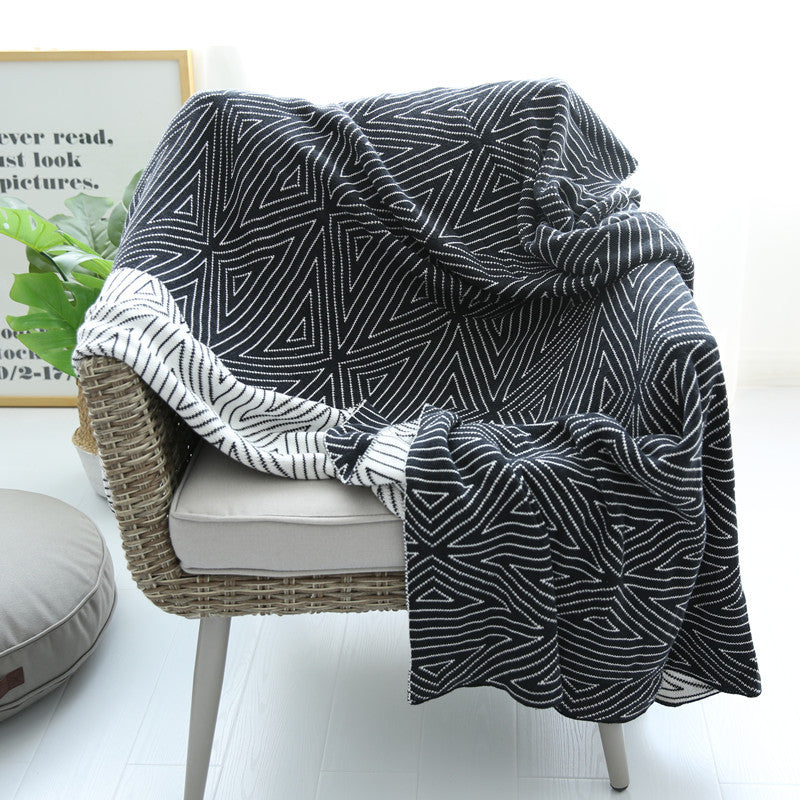 Cotton Double-Sided Geometric Blanket Nordic IKEA Style Cotton Knitted Blanket