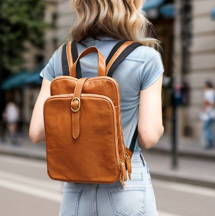 Multi-laminated Retro Genuine Leather Backpack