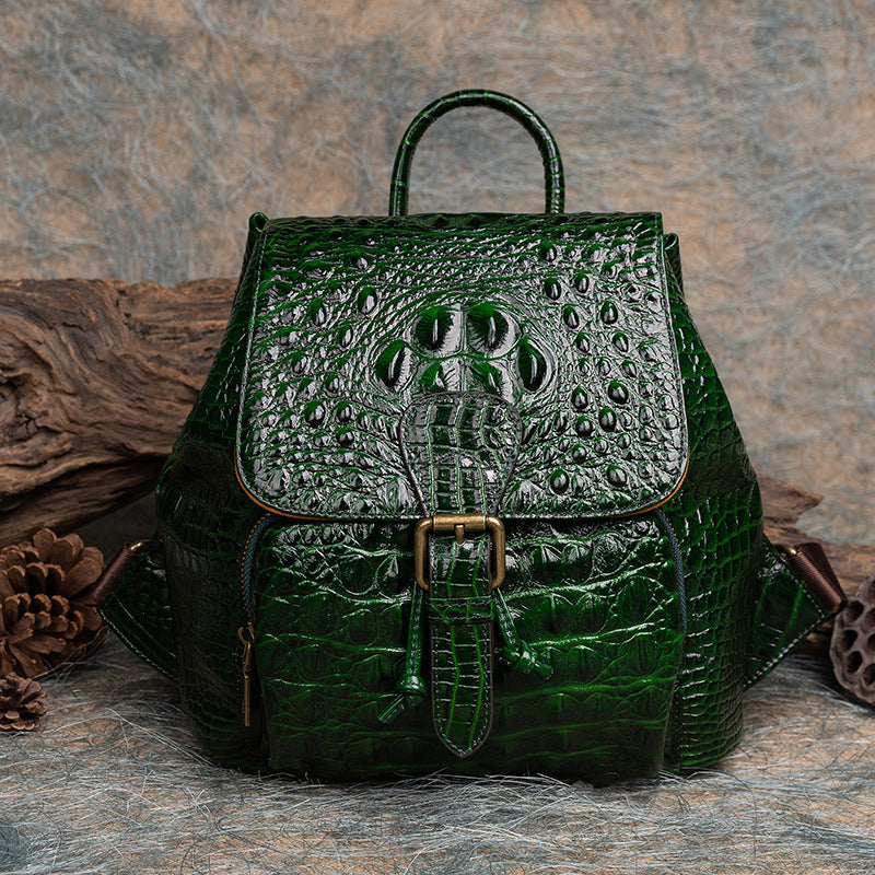 Retro Embossed Hand-rub Leather Backpack