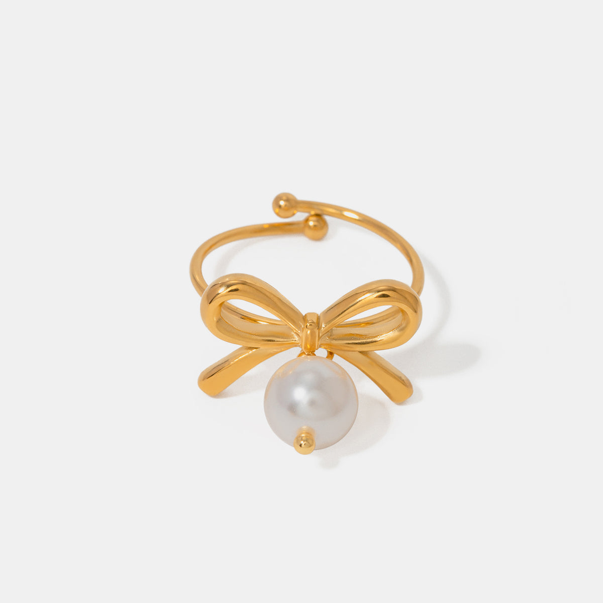 Lola Pearl Bow Ring 18K gold-plated